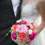 fuscia and orange bridal bouquet