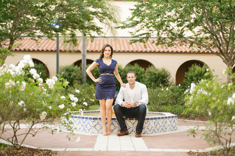 Couple standing in front of water fountain