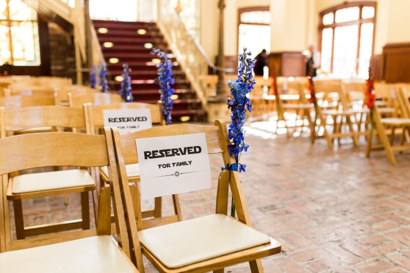 Star Wars wedding ceremony reserved sign