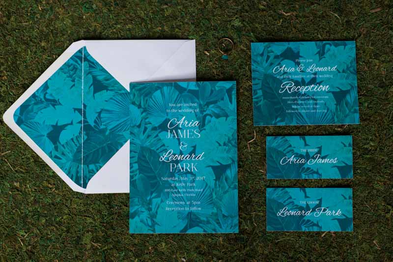 tropical wedding invitation suite for mermaid inspired wedding shoot