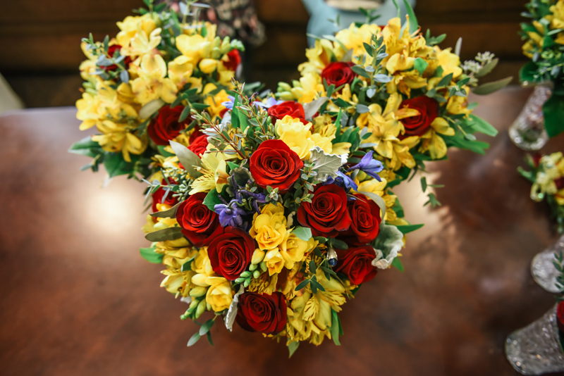 bridal and bridesmaid bouquets in the shape of Mickey Mouse 