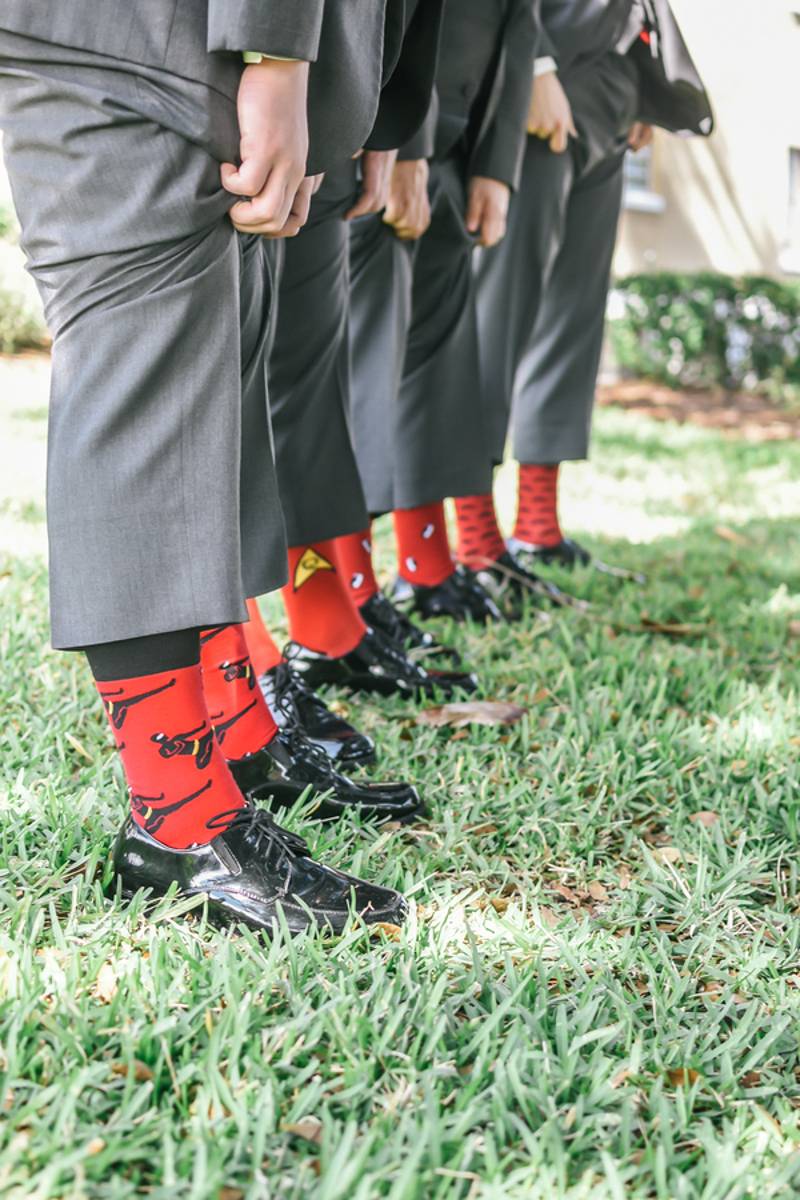 groomsmen red and black socks